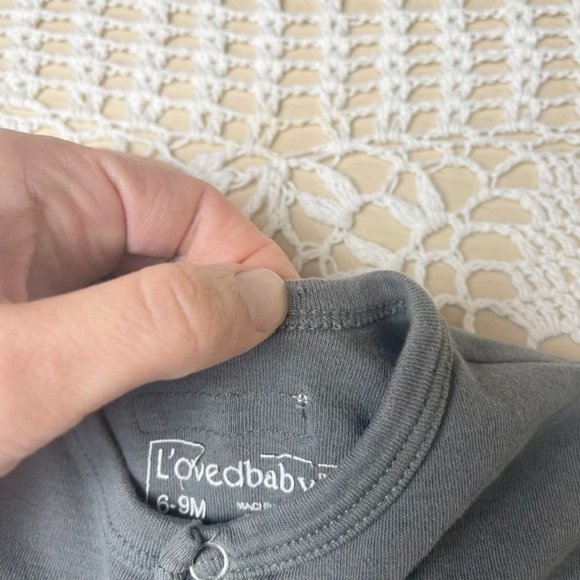 Lov'd Baby 6-9 Months Gray Footless Coverall Long Sleeve Romper Sleeper - Picture 3 of 4